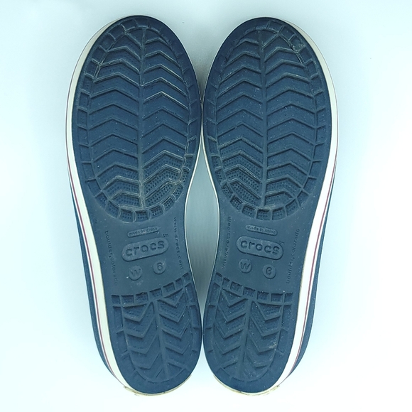 CROCS Casual Flats Slip On Ladies Size 6, Navy Blue Red White. - Picture 13 of 14